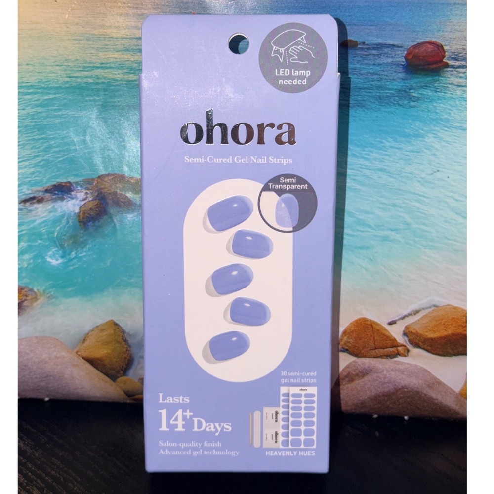 Ohora Heavenly Hues Semi-Cured Gel Nail Strips NB-003-T Periwinkle 30pc DIY Mani